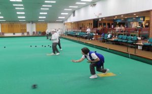 Bowlers at the Tunbridge Wells Indoor Bowls Club